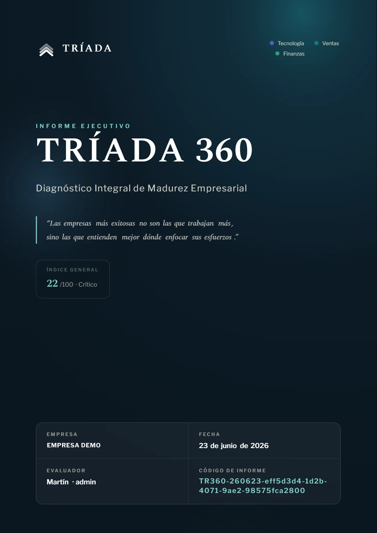 Informe Ejecutivo 360, página 1: Portada