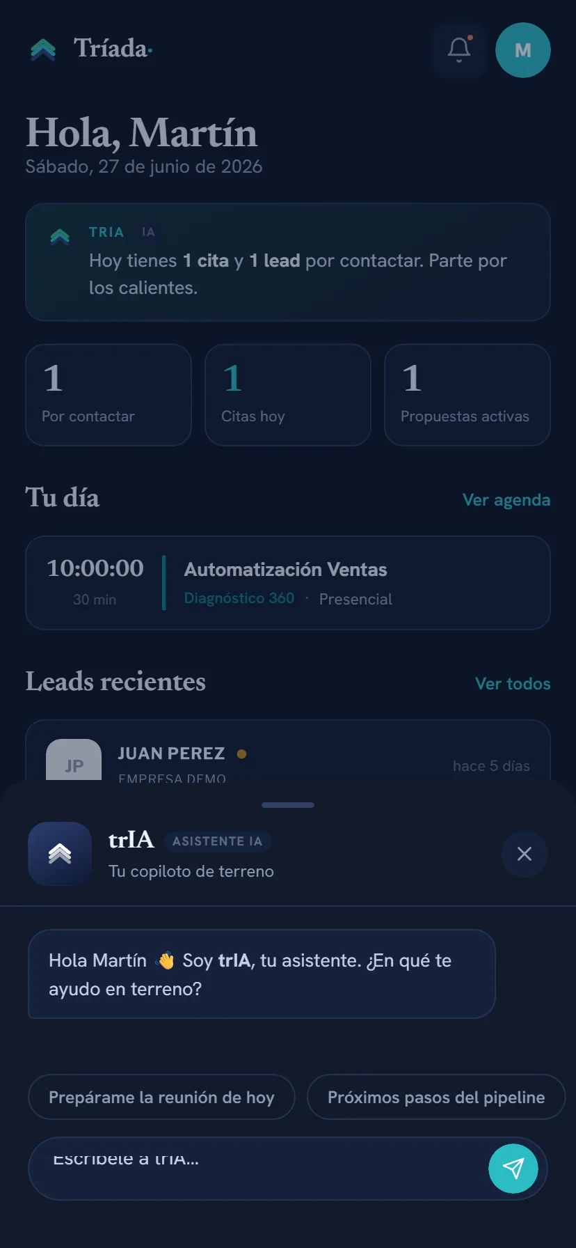 trIA respondiendo en el móvil